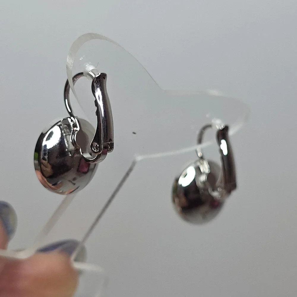 NEW Swarovski Montana BlueRound 13mm Leverback Drop Earrings Platinum Plated #3